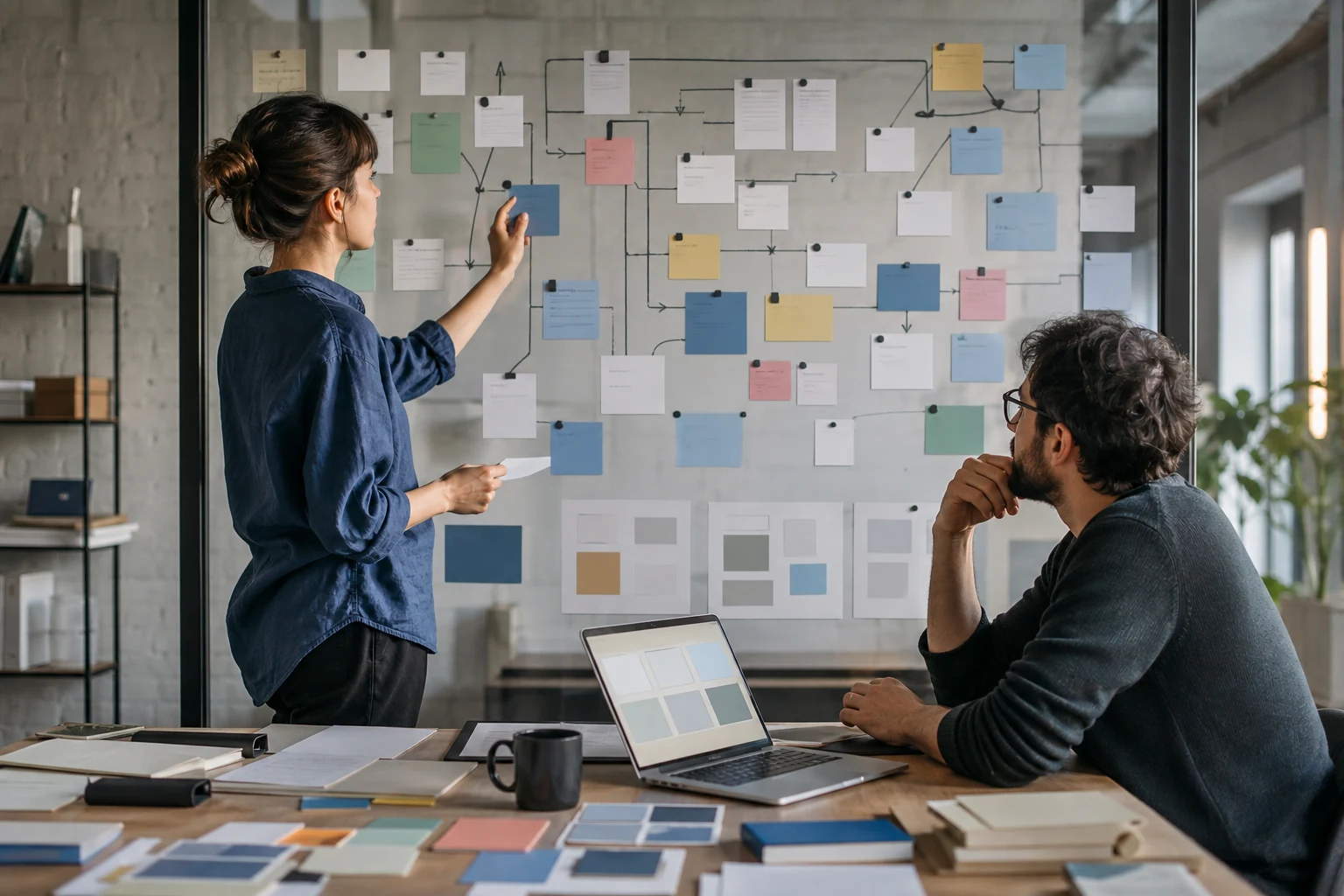 A content strategist and AI engineer organize a connected business knowledge model.