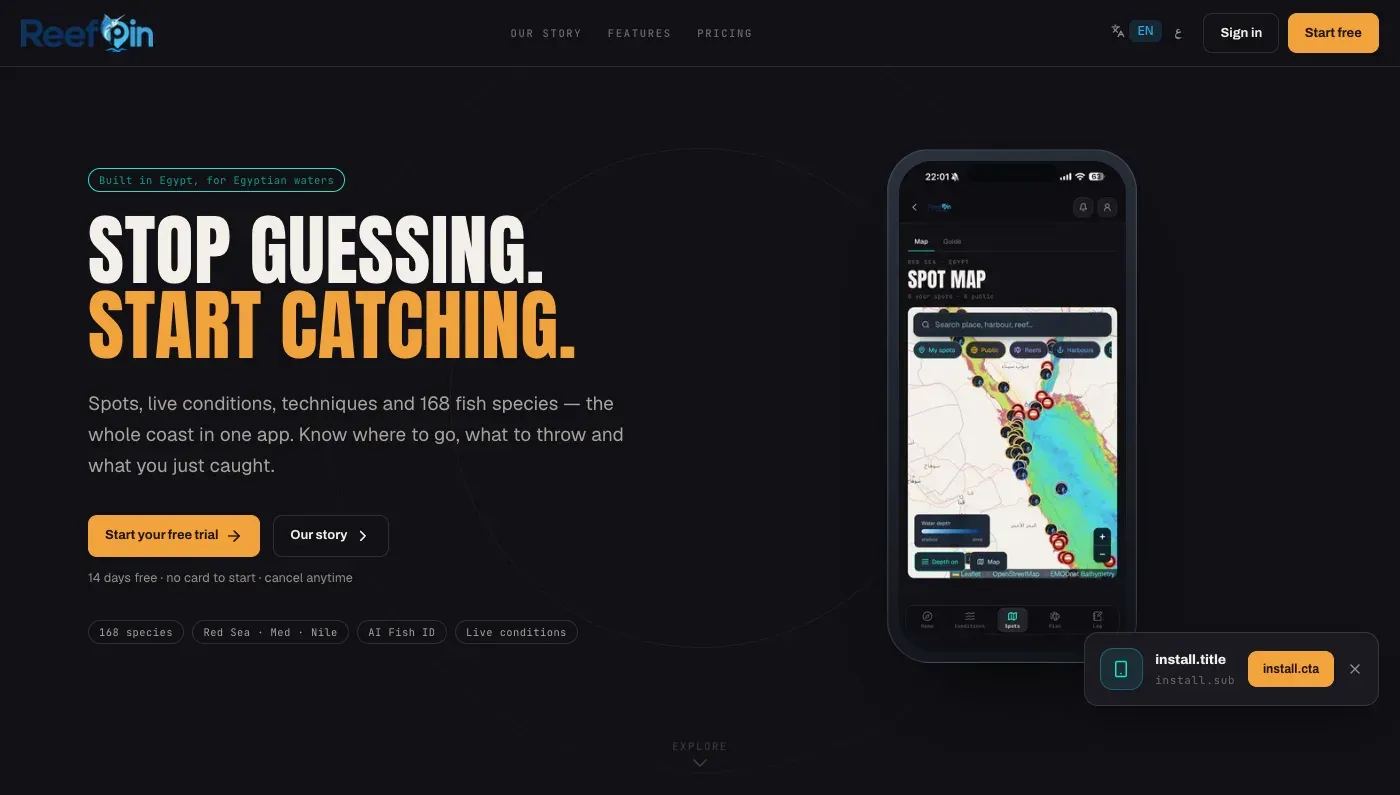 ReefPin, Consumer Mobile App, Recreational Fishing