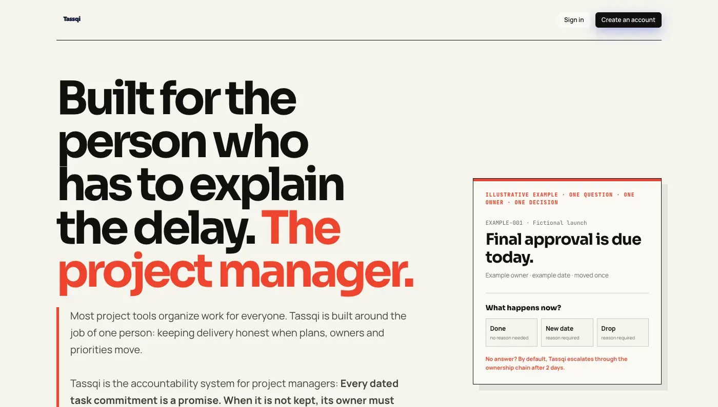 Tassqi, Project Management · Accountability